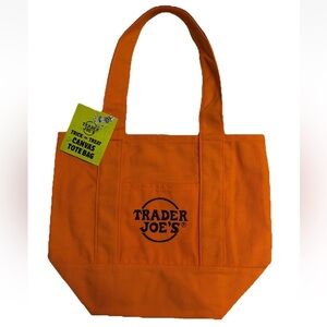 Trader Joe's Orange Canvas mini Tote Halloween Bag